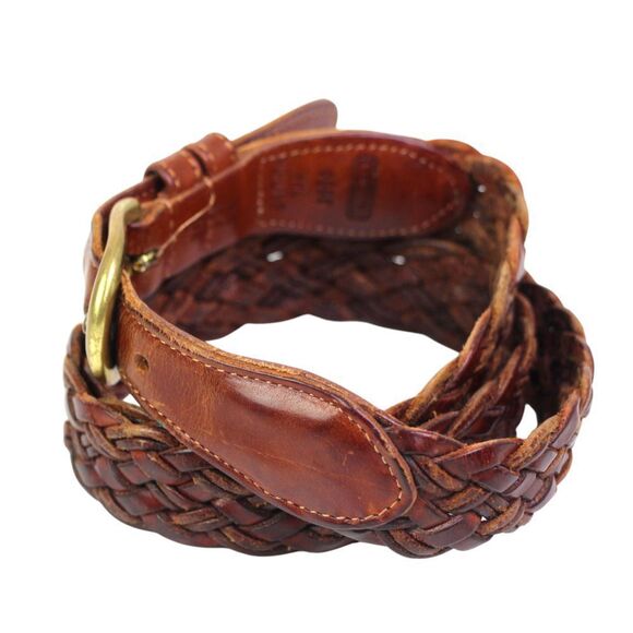 Coach 3850 WOVEN BROWN REAL LEATHER 1"Wd CASUAL DRESS MEN'S BELT Sz 36/90 (*17 - Picture 3 of 13